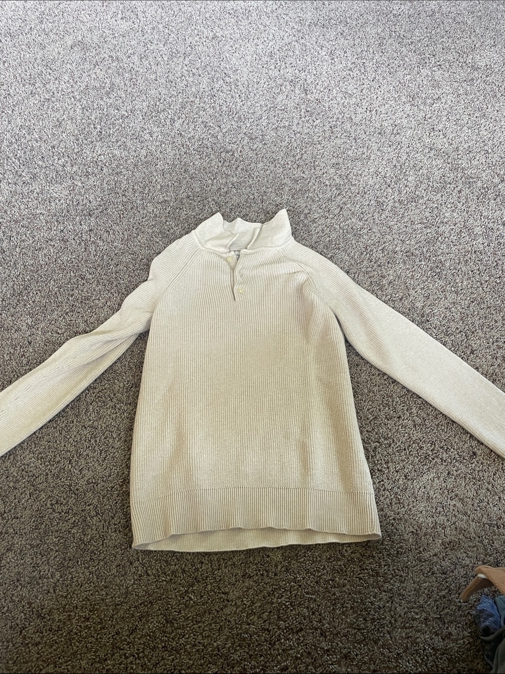 American Eagle Men’s XS. Cream Ribbed Half-Zip Turtleneck Sweater
